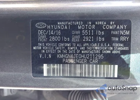 2017 Genesis G80 3.8 из США, поврежденный, VIN KMHGN4JE0HU211295